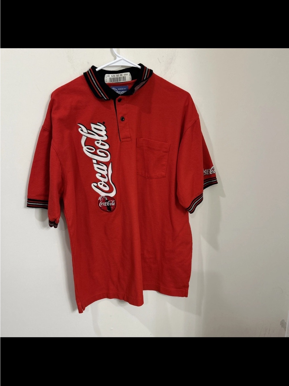Coca Cola Red Polo with Bold Vertical Script